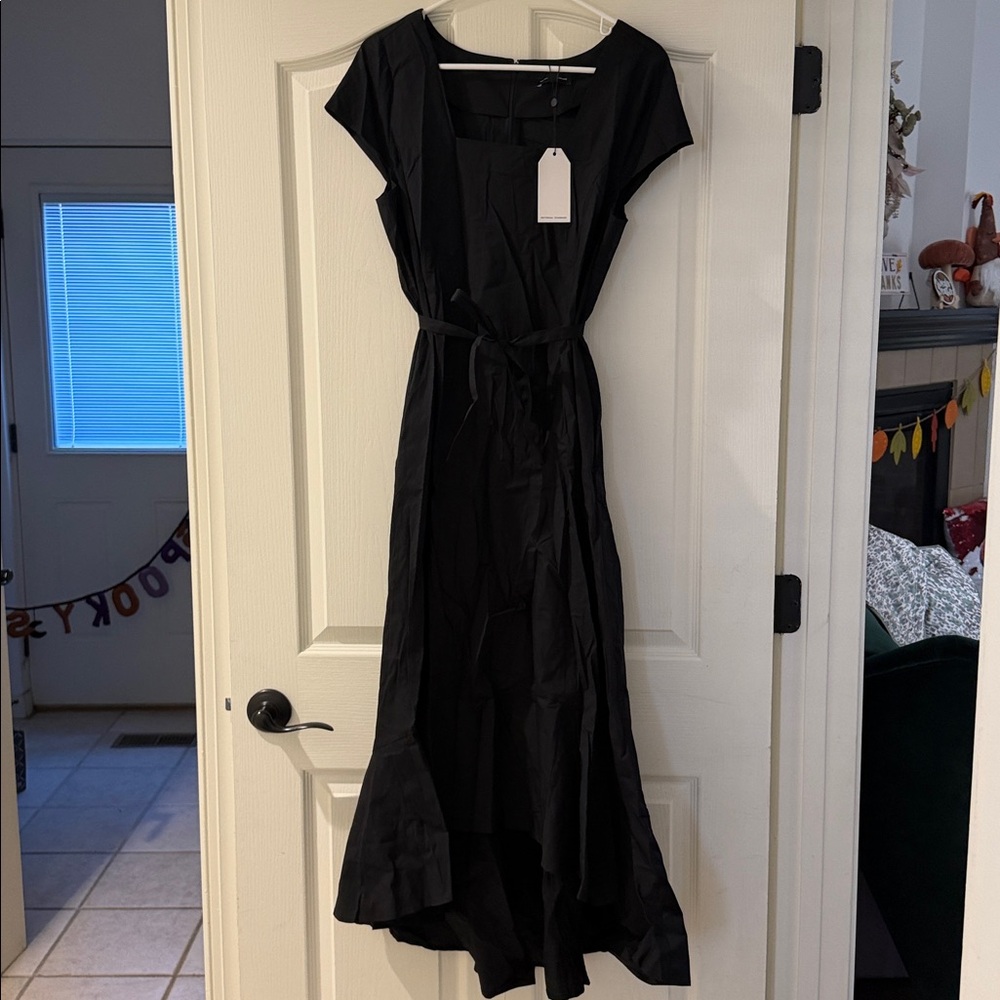 Universal standard maxi cotton black dress with tie NWT 2XS